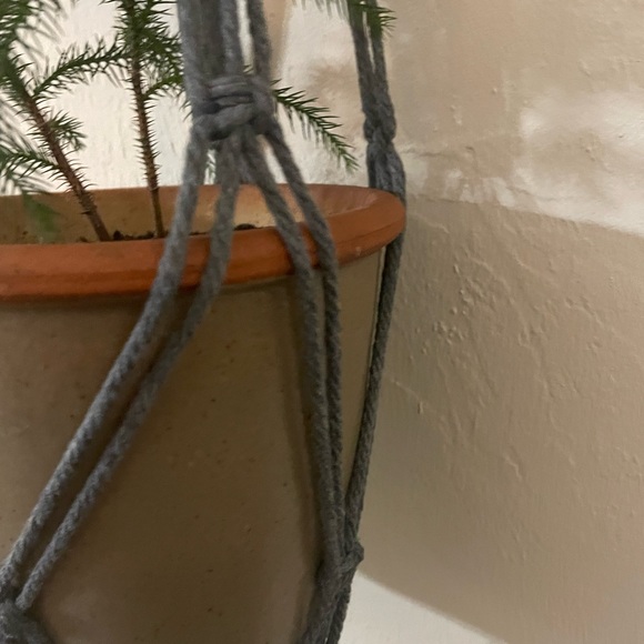 Dark grey macrame plant hanger US made - Picture 4 of 5